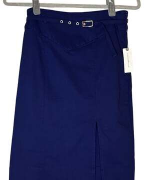 Anthropologie Belted Pencil Skirt In Navy - XS